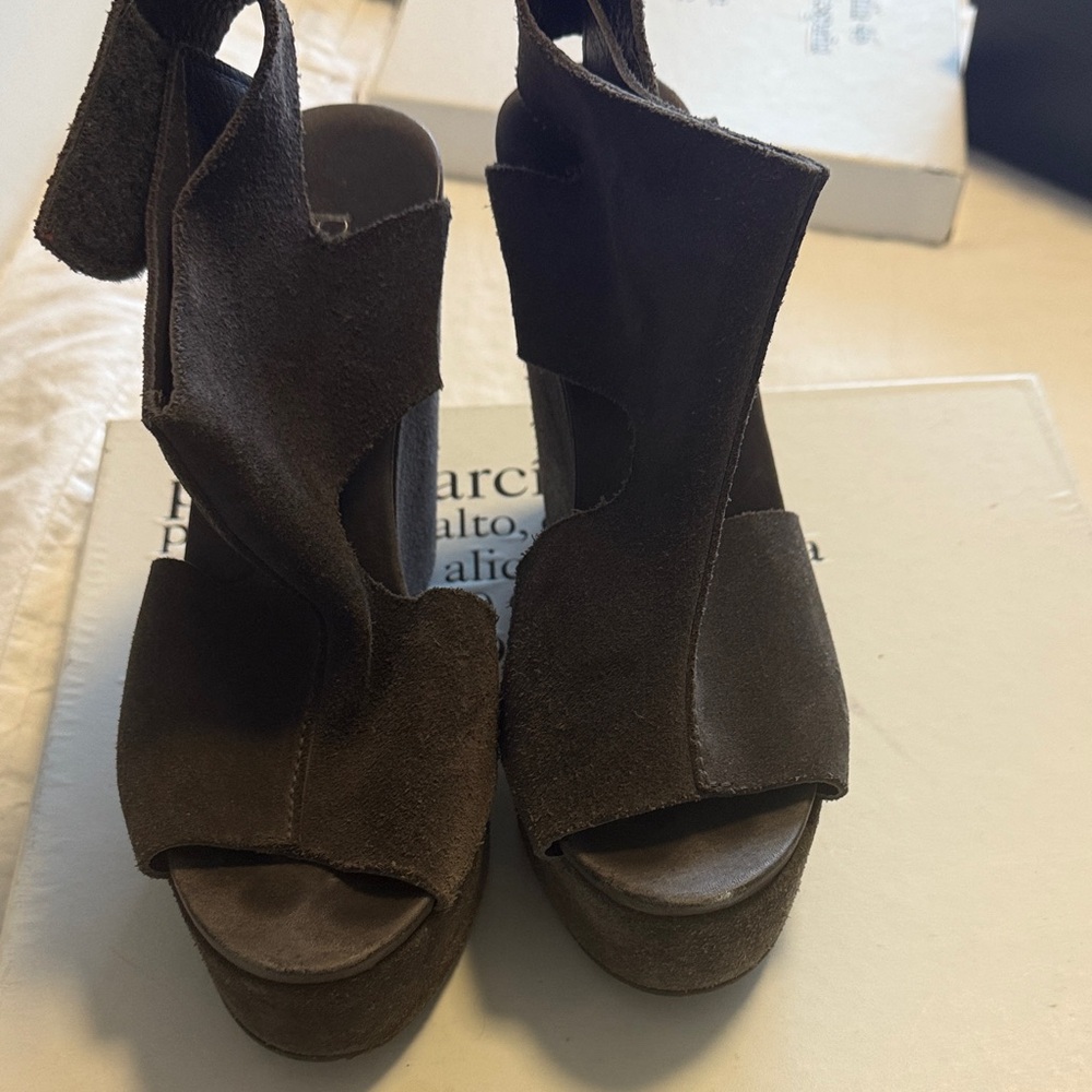 Pedro Garcia Charcoal Wedge Shoes - Picture 2 of 5